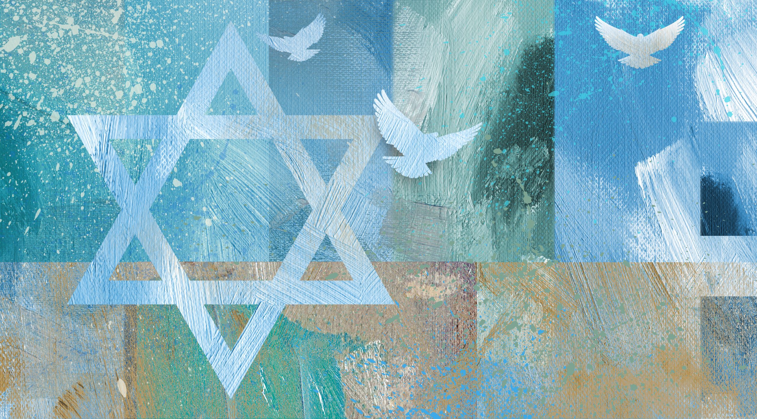 Abstract graphic design composed of iconic Star of David against textured oil paint - second coming of jesus